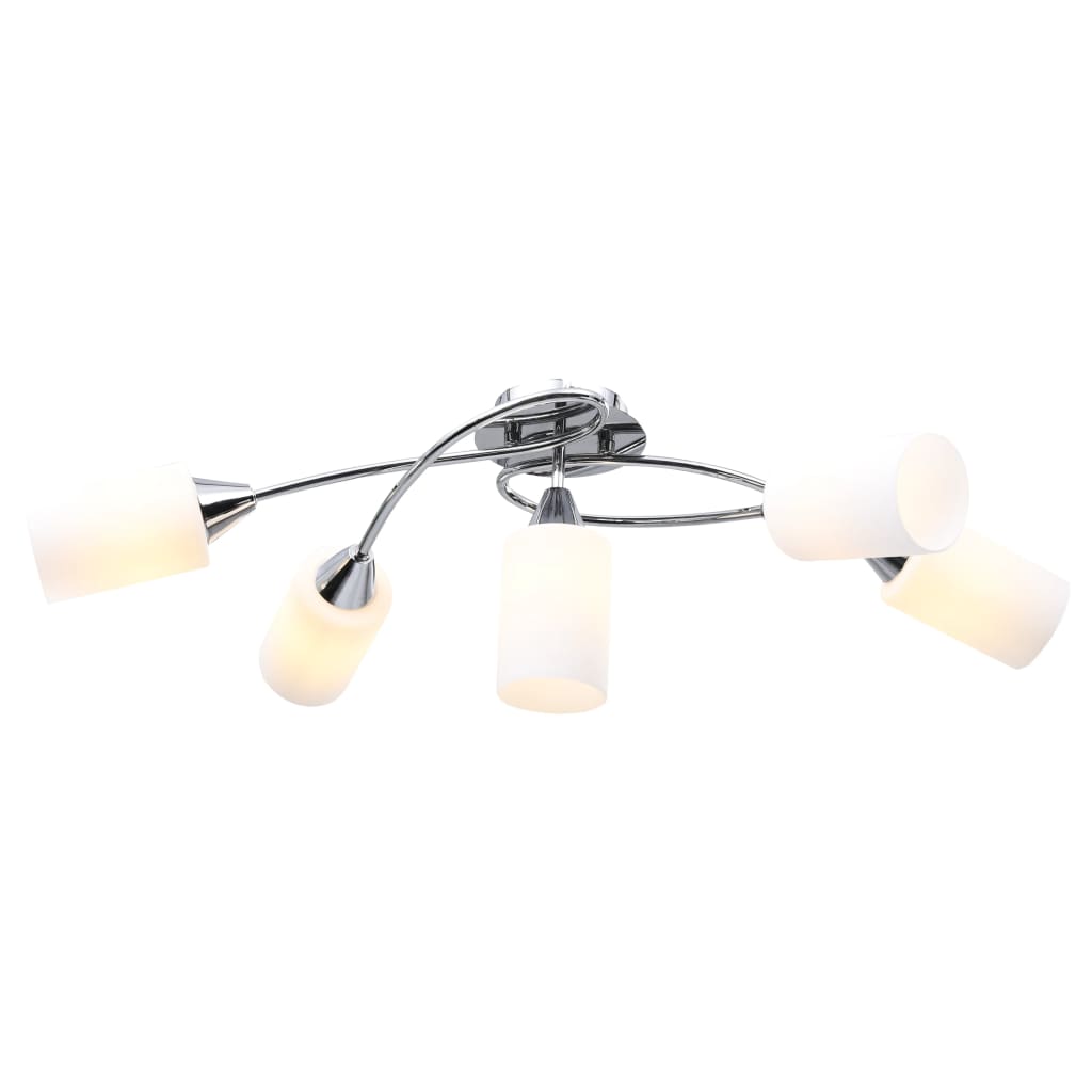 Ceiling light with ceramic lampshades for 5 E14 bulbs