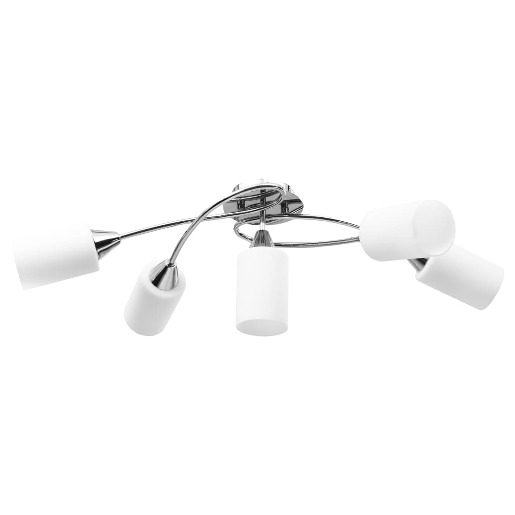 Ceiling light with ceramic lampshades for 5 E14 bulbs