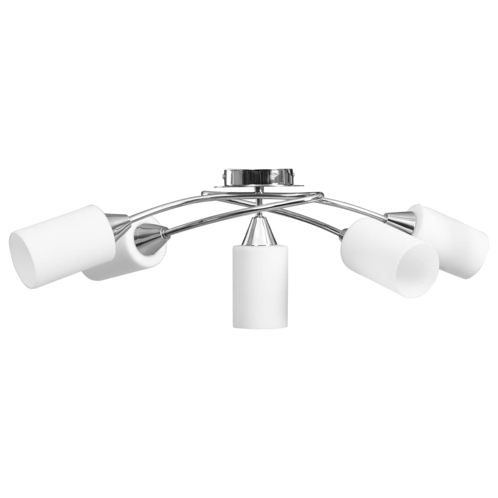 Ceiling light with ceramic lampshades for 5 E14 bulbs