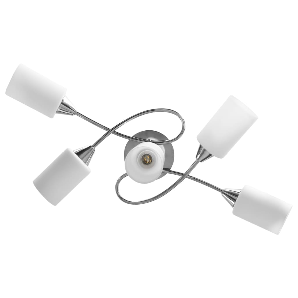 Ceiling light with ceramic lampshades for 5 E14 bulbs