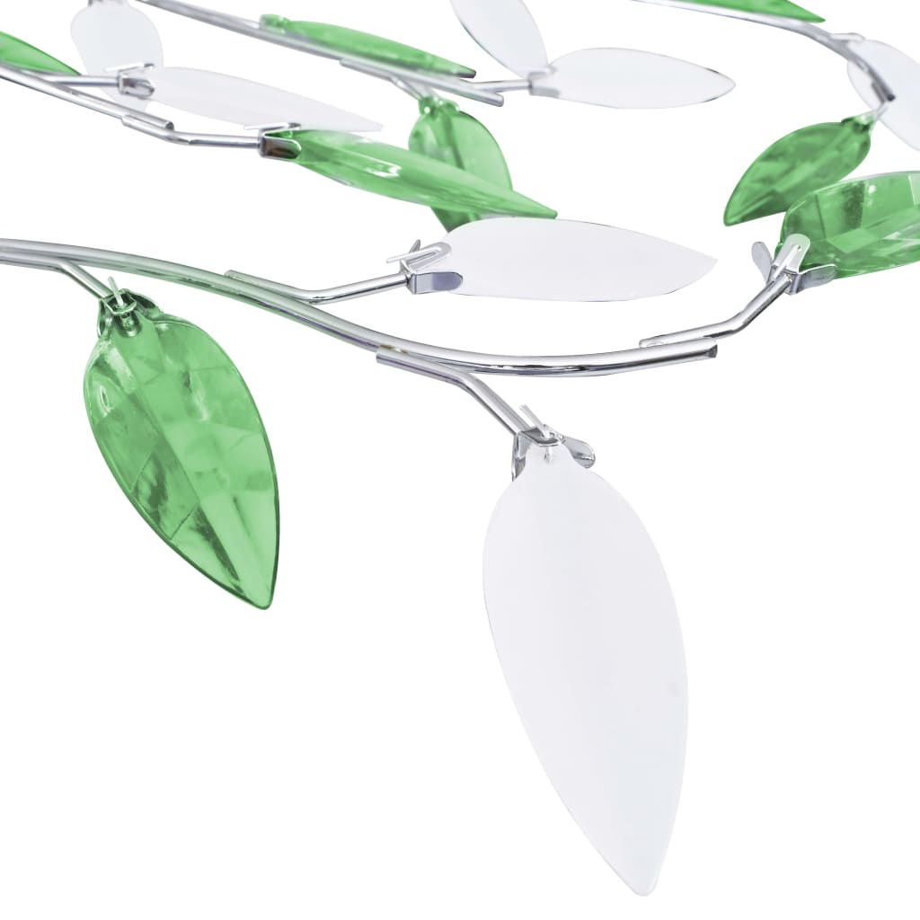 Plafonnier avec feuilles en verre acrylique pour 5 lampes E14 Vert