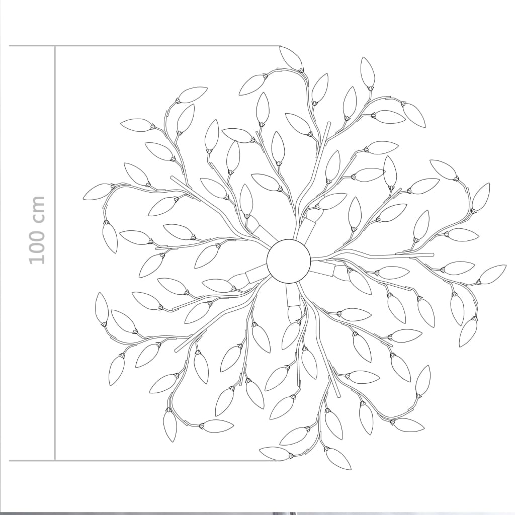 Plafonnier avec feuilles en verre acrylique pour 5 lampes E14 Vert