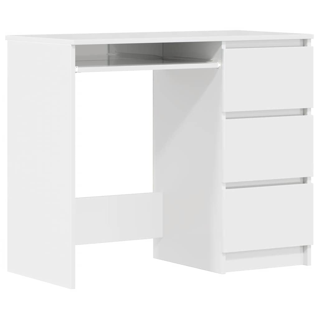 Bureau blanc brillant 90x45x76 cm en matériau à base de bois