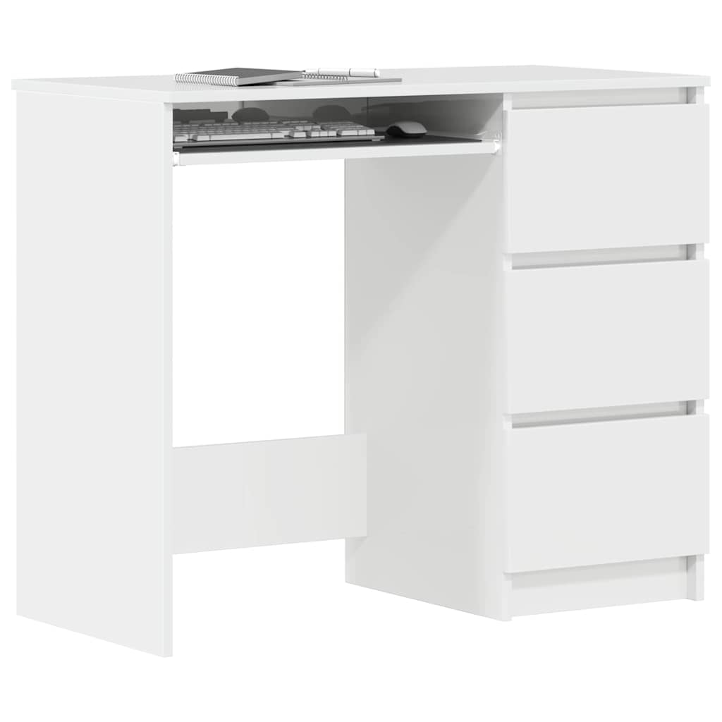 Bureau blanc brillant 90x45x76 cm en matériau à base de bois