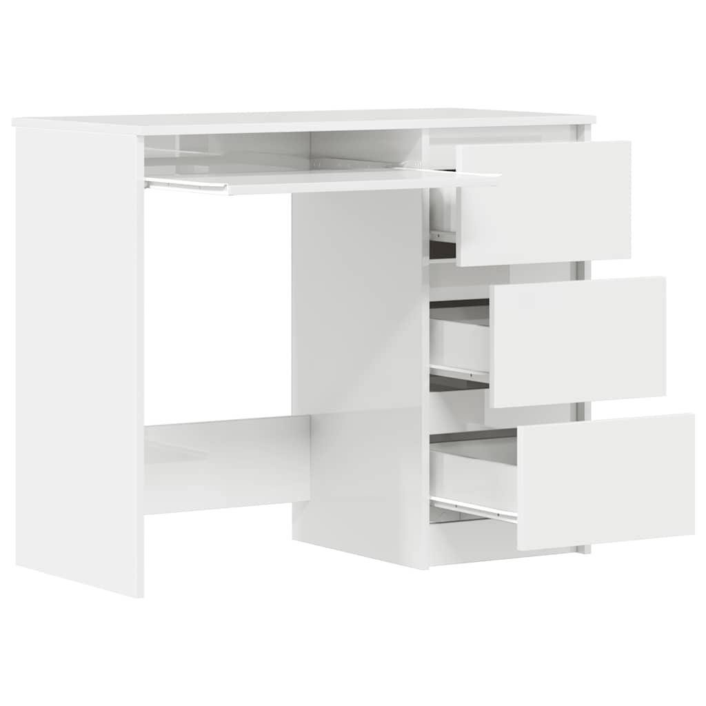 Bureau blanc brillant 90x45x76 cm en matériau à base de bois