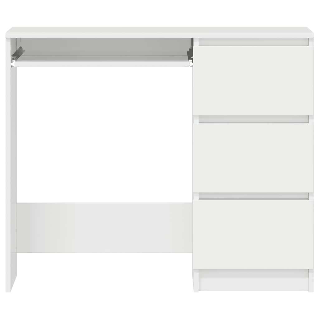 Bureau blanc brillant 90x45x76 cm en matériau à base de bois