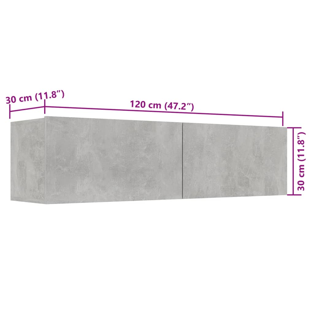 TV-Schrank Betongrau 120x30x30 cm Holzwerkstoff