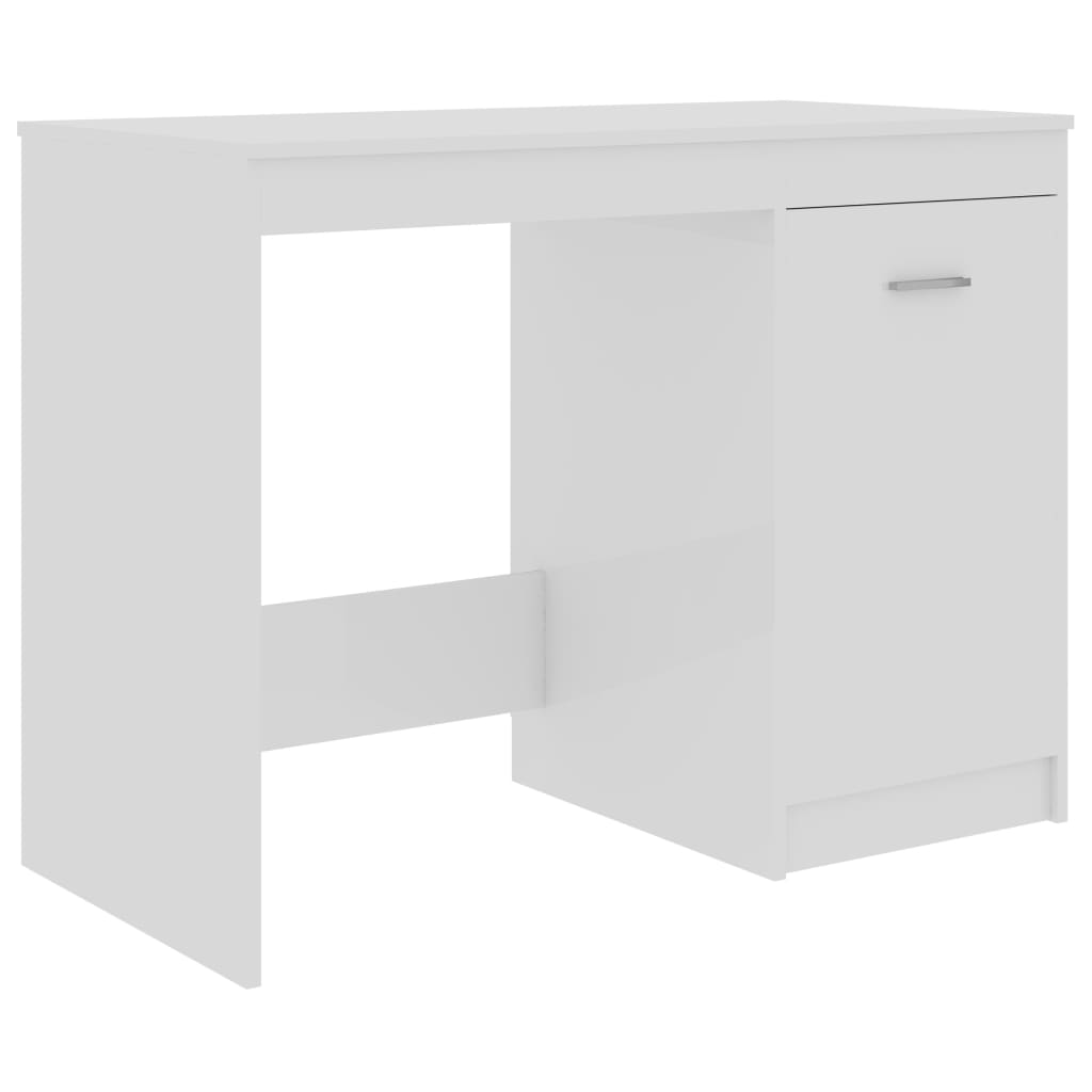 Desk High Gloss White 100x50x76 cm Wood Material