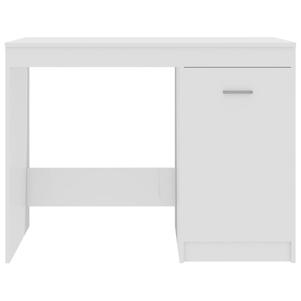 Desk High Gloss White 100x50x76 cm Wood Material