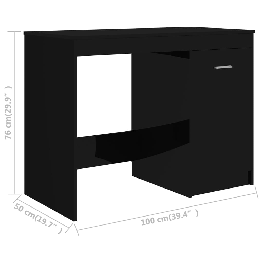 Schreibtisch Hochglanz-Schwarz 100x50x76 cm Holzwerkstoff