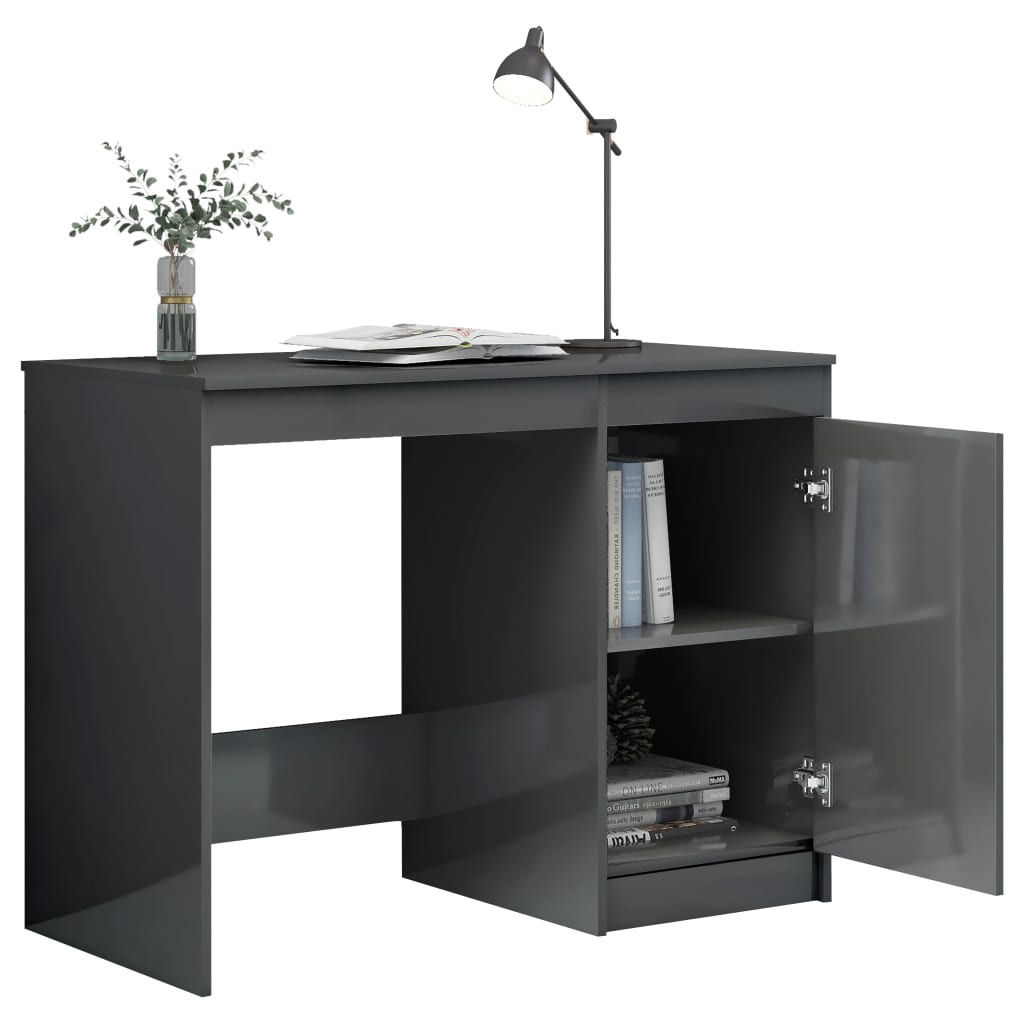 Schreibtisch Hochglanz-Grau 100x50x76 cm Holzwerkstoff