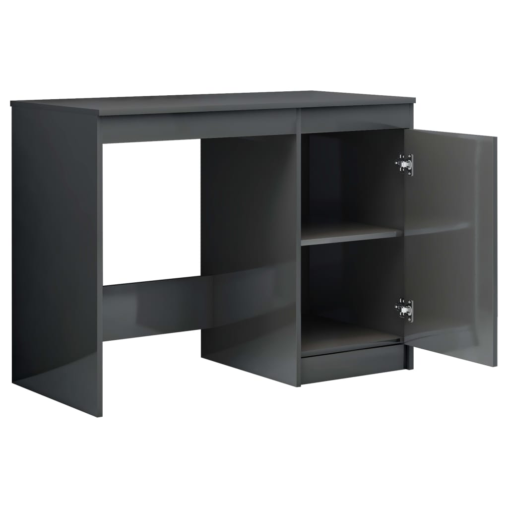 Schreibtisch Hochglanz-Grau 100x50x76 cm Holzwerkstoff
