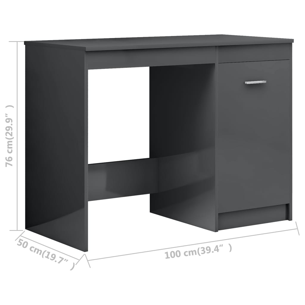 Schreibtisch Hochglanz-Grau 100x50x76 cm Holzwerkstoff