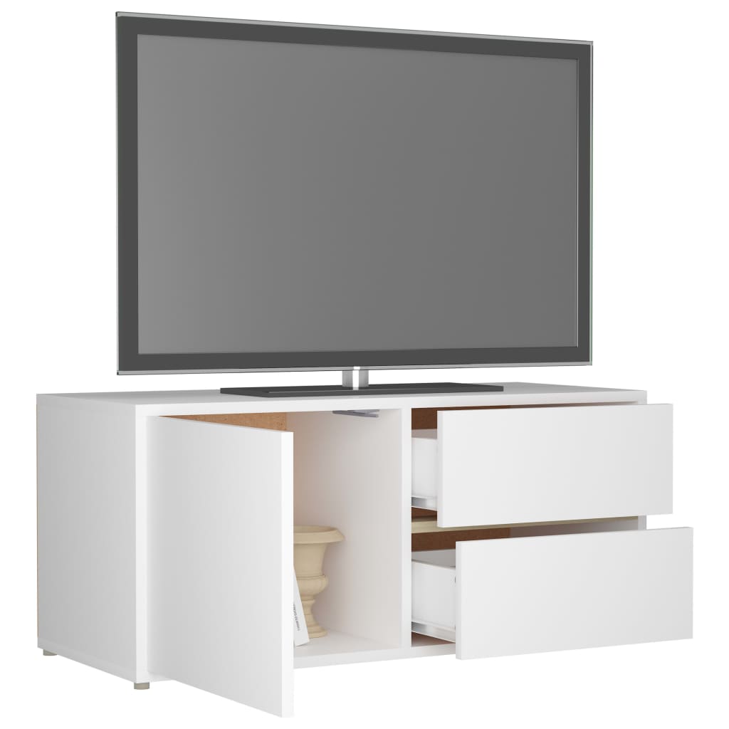 Meuble TV blanc 80x34x36 cm en bois