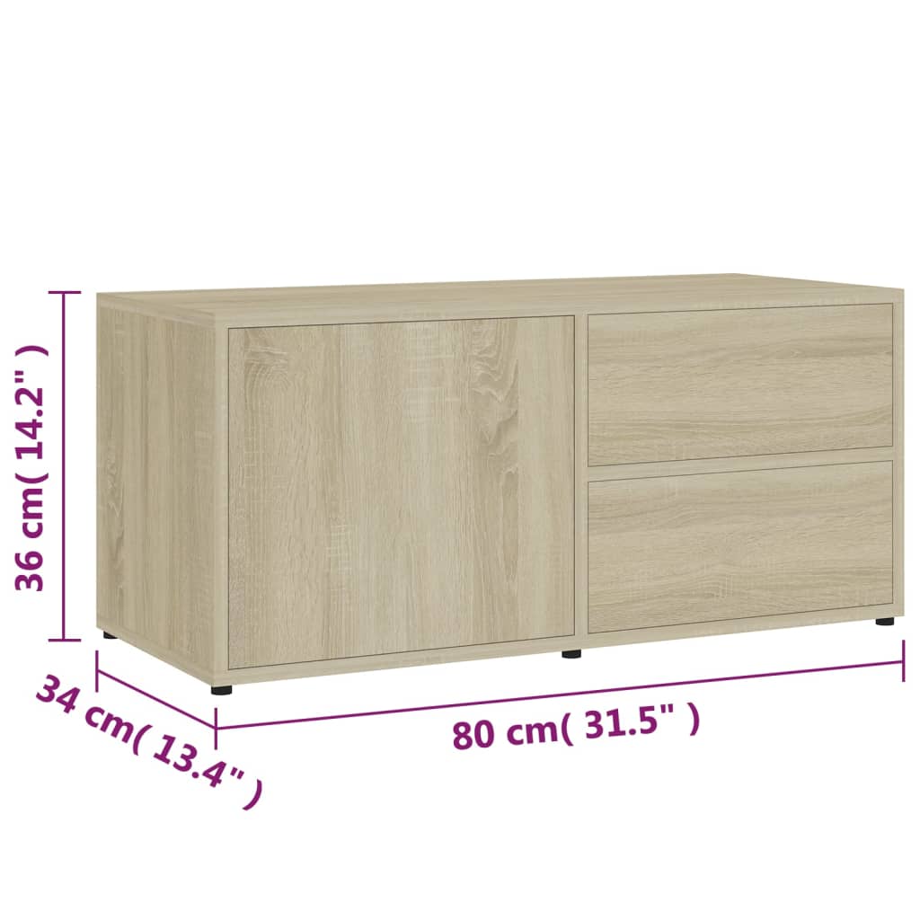 Meuble TV chêne Sonoma 80x34x36 cm matériau bois