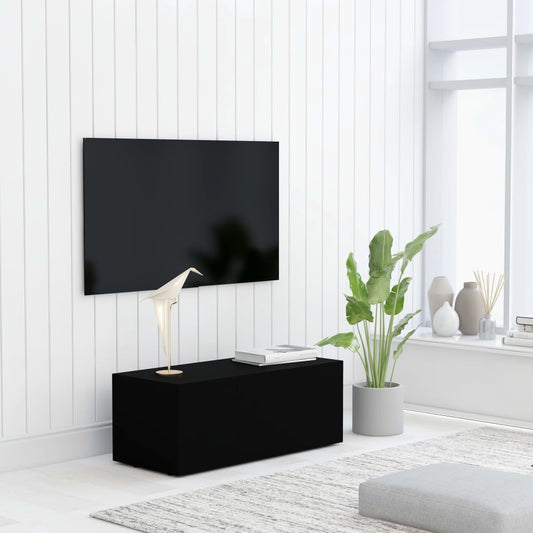 Meuble TV noir 80x34x30 cm en bois