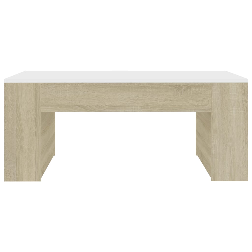 Couchtisch Weiß und Sonoma-Eiche 100x60x42 cm Holzwerkstoff