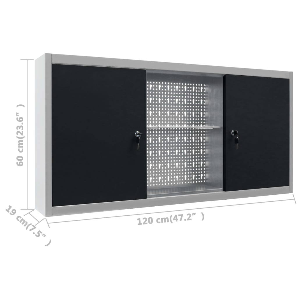 Établi avec 3 parois porte-outils et 1 armoire murale