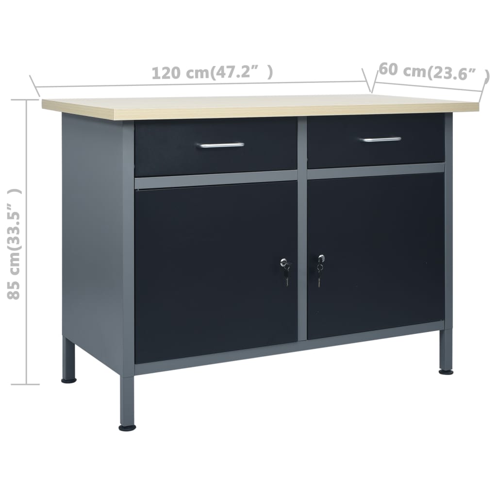 Établi avec 3 parois porte-outils et 1 armoire murale