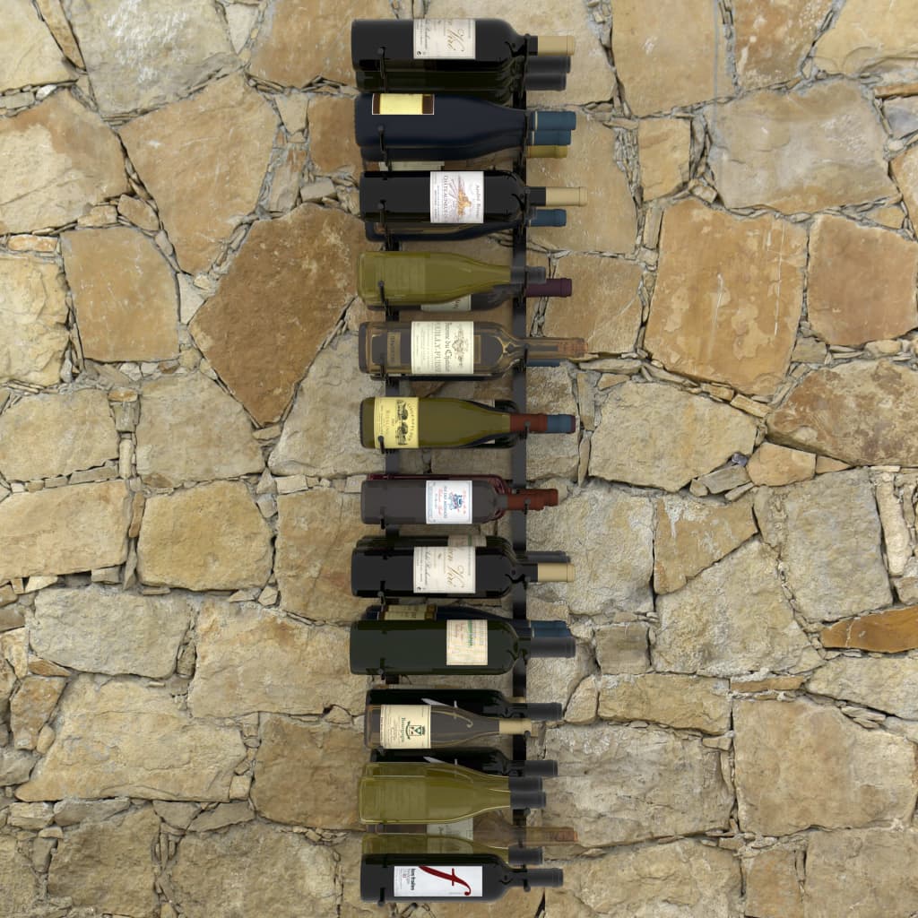 Wand-Weinregal für 36 Flaschen Schwarz Eisen