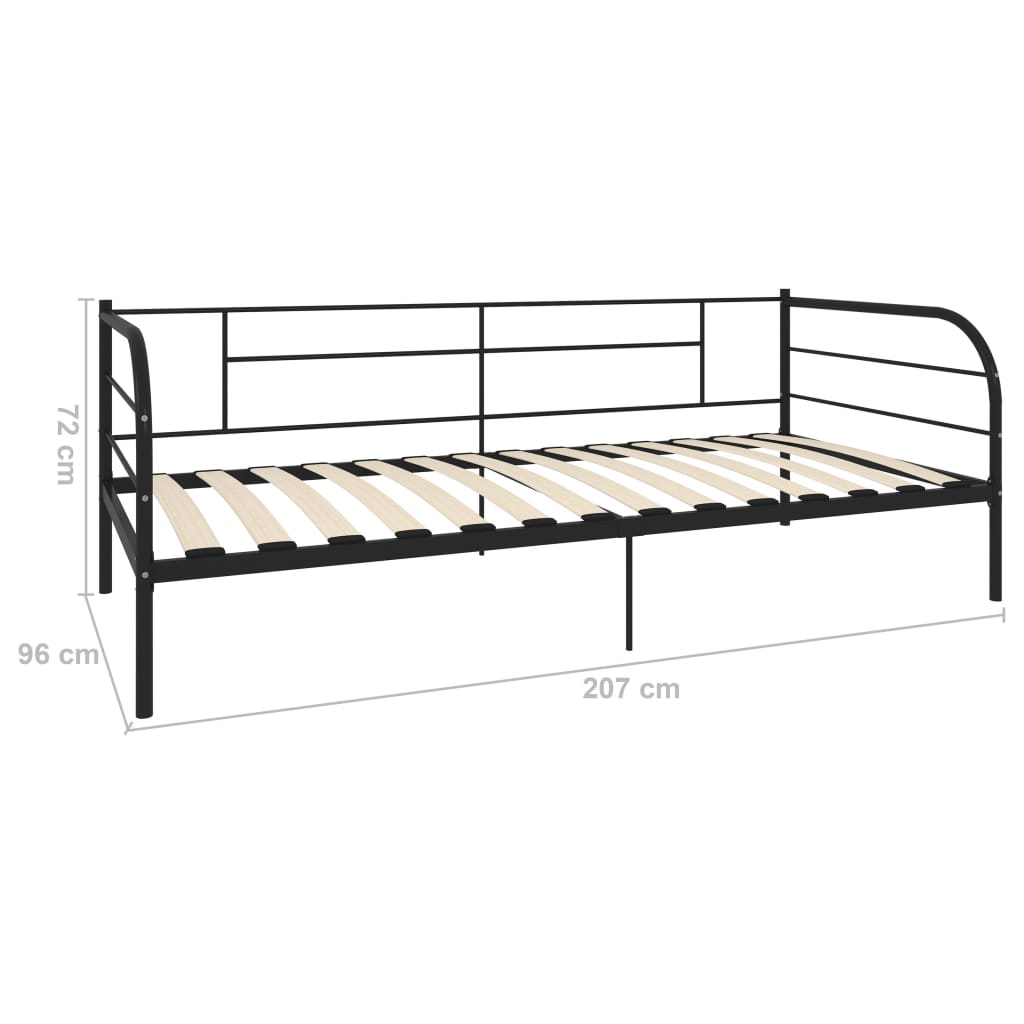 Tagesbett-Rahmen Schwarz Metall 90×200 cm