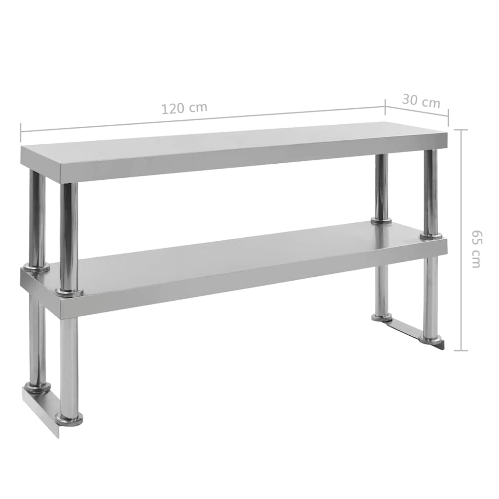 Küchen-Arbeitstisch mit Aufsatzboard 120×60×93 cm Edelstahl