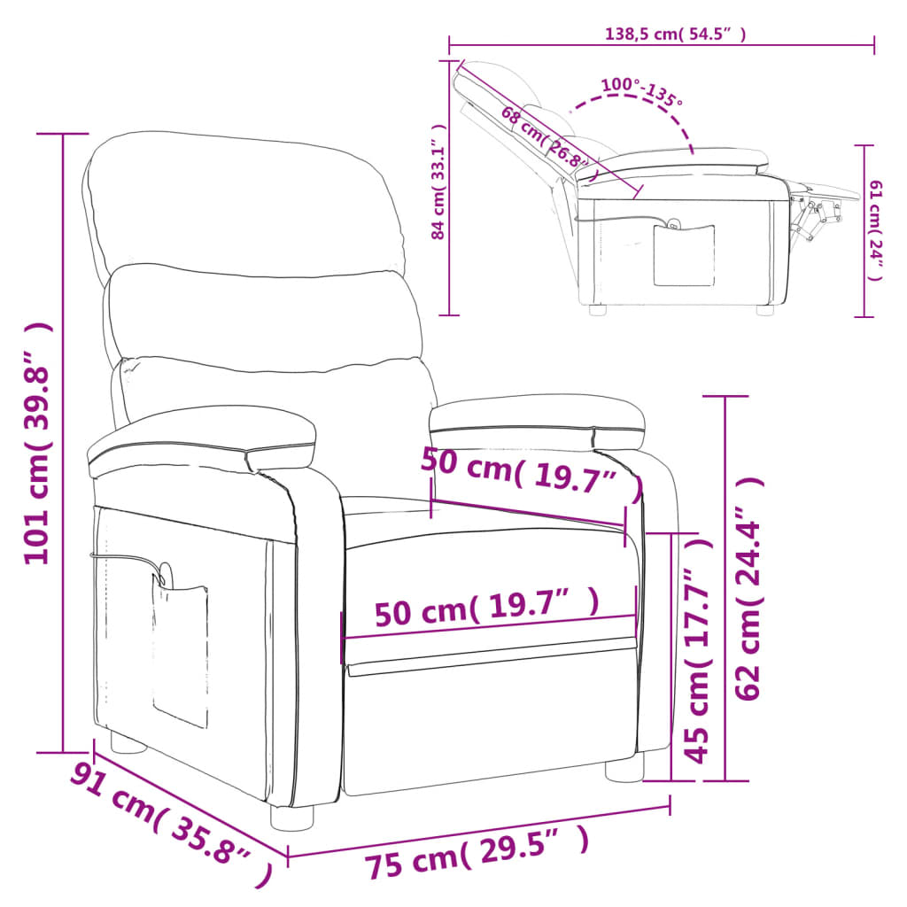 Fauteuil de massage simili cuir noir