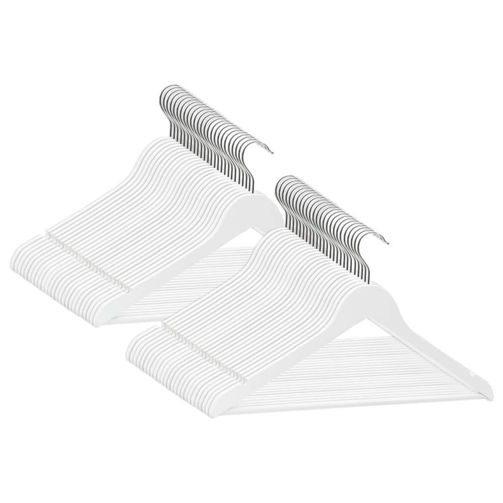 Lot de 50 cintres antidérapants en bois dur blanc