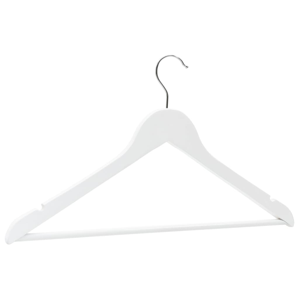Lot de 50 cintres antidérapants en bois dur blanc