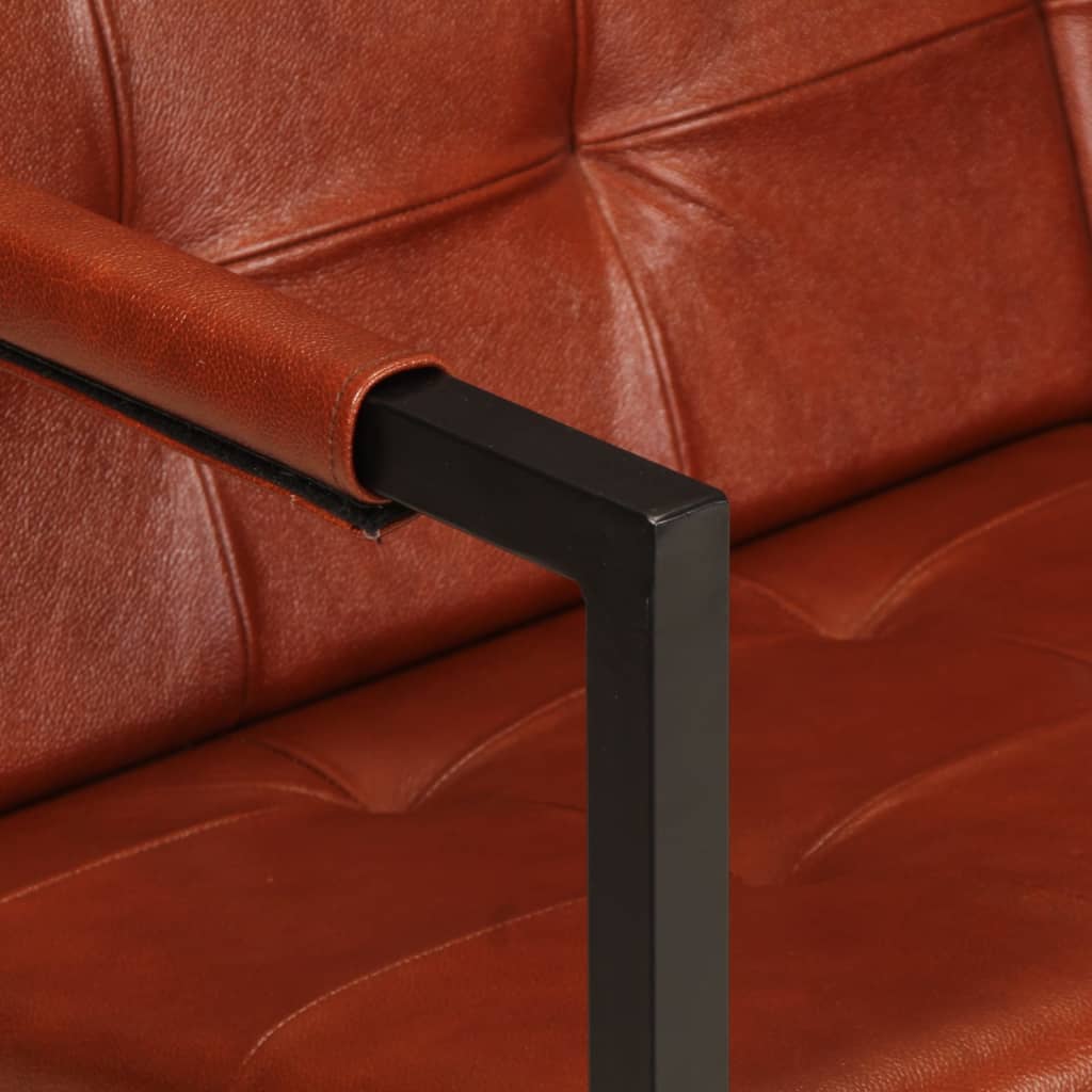 2-Sitzer-Sofa Braun Echtes Ziegenleder