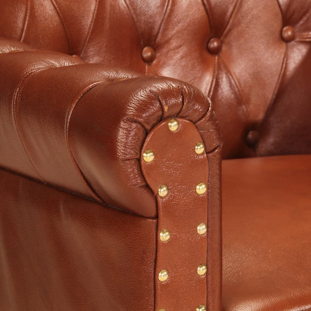Fauteuil en cuir de chèvre véritable marron