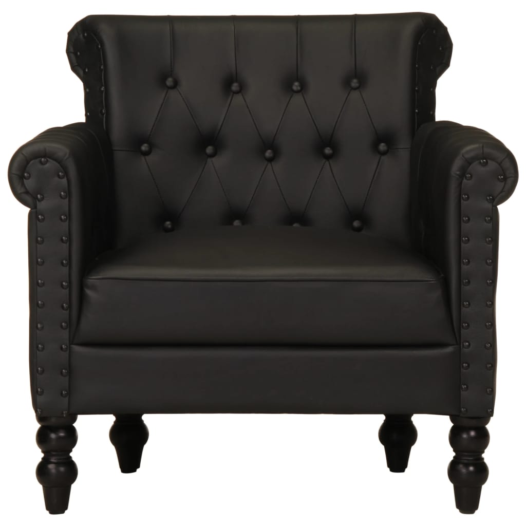 Fauteuil en cuir de chèvre véritable noir