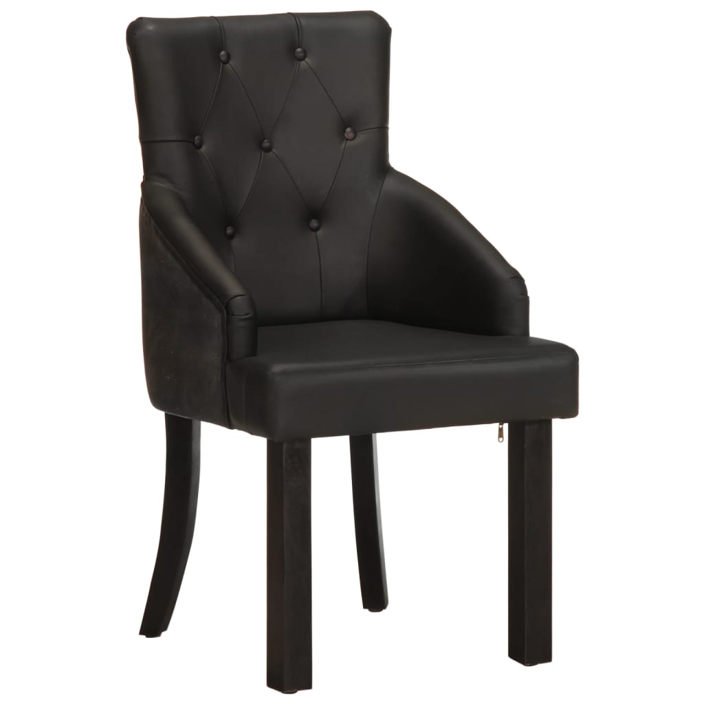 Dining Chairs 2 pcs. Black Genuine Goat Leather