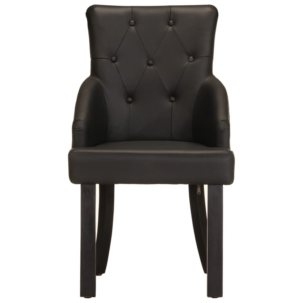 Dining Chairs 2 pcs. Black Genuine Goat Leather