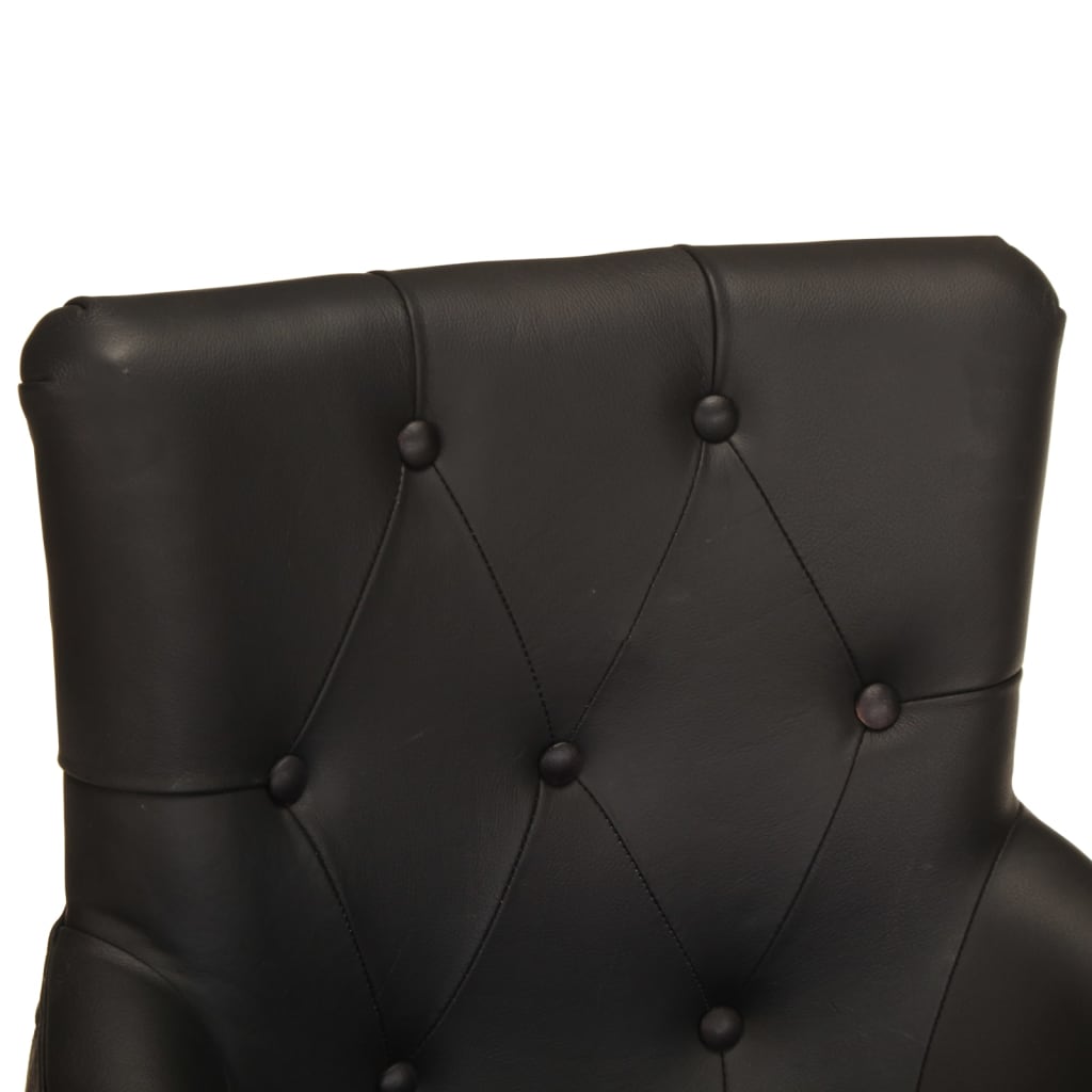 Dining Chairs 2 pcs. Black Genuine Goat Leather