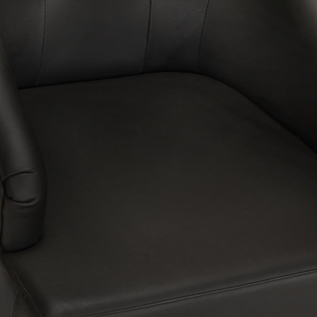 Dining Chairs 2 pcs. Black Genuine Goat Leather