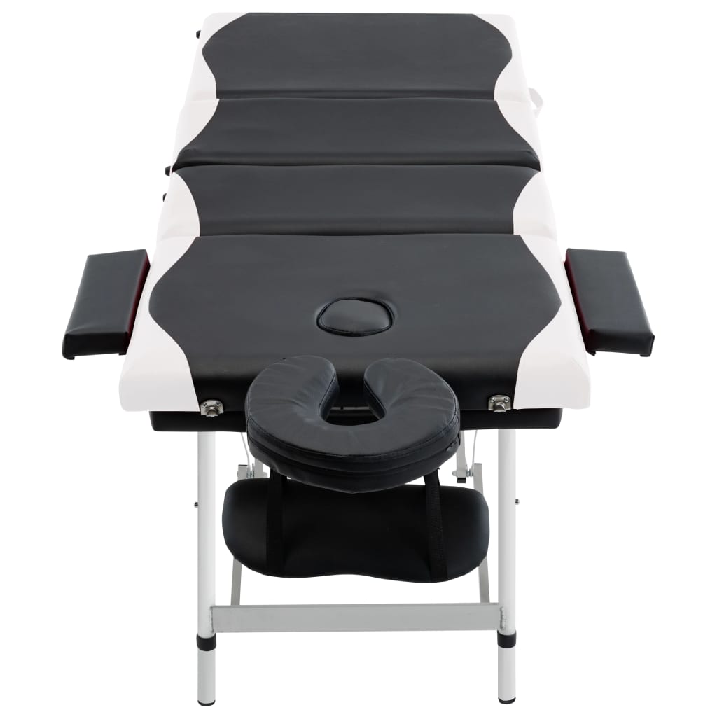 Massageliege Klappbar 4-Zonen Aluminiumgestell Schwarz und Weiß