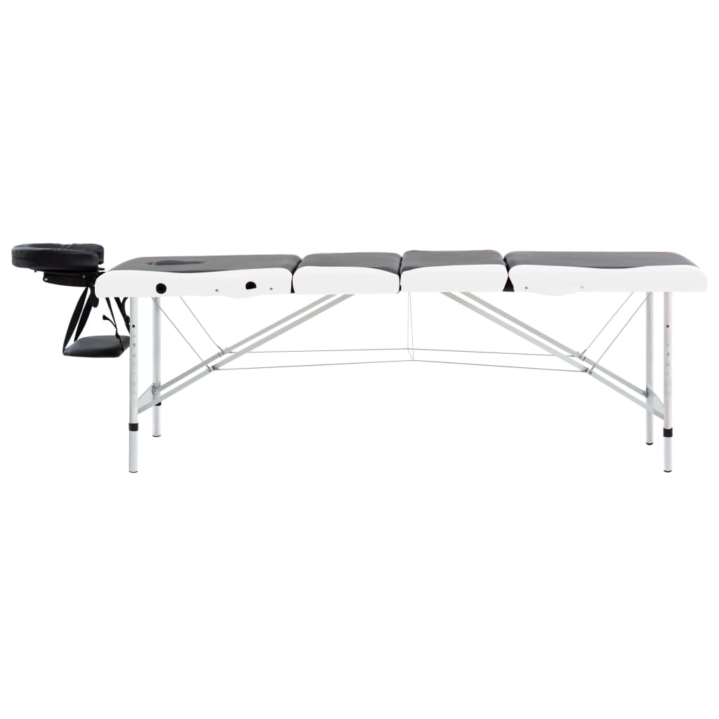 Massageliege Klappbar 4-Zonen Aluminiumgestell Schwarz und Weiß
