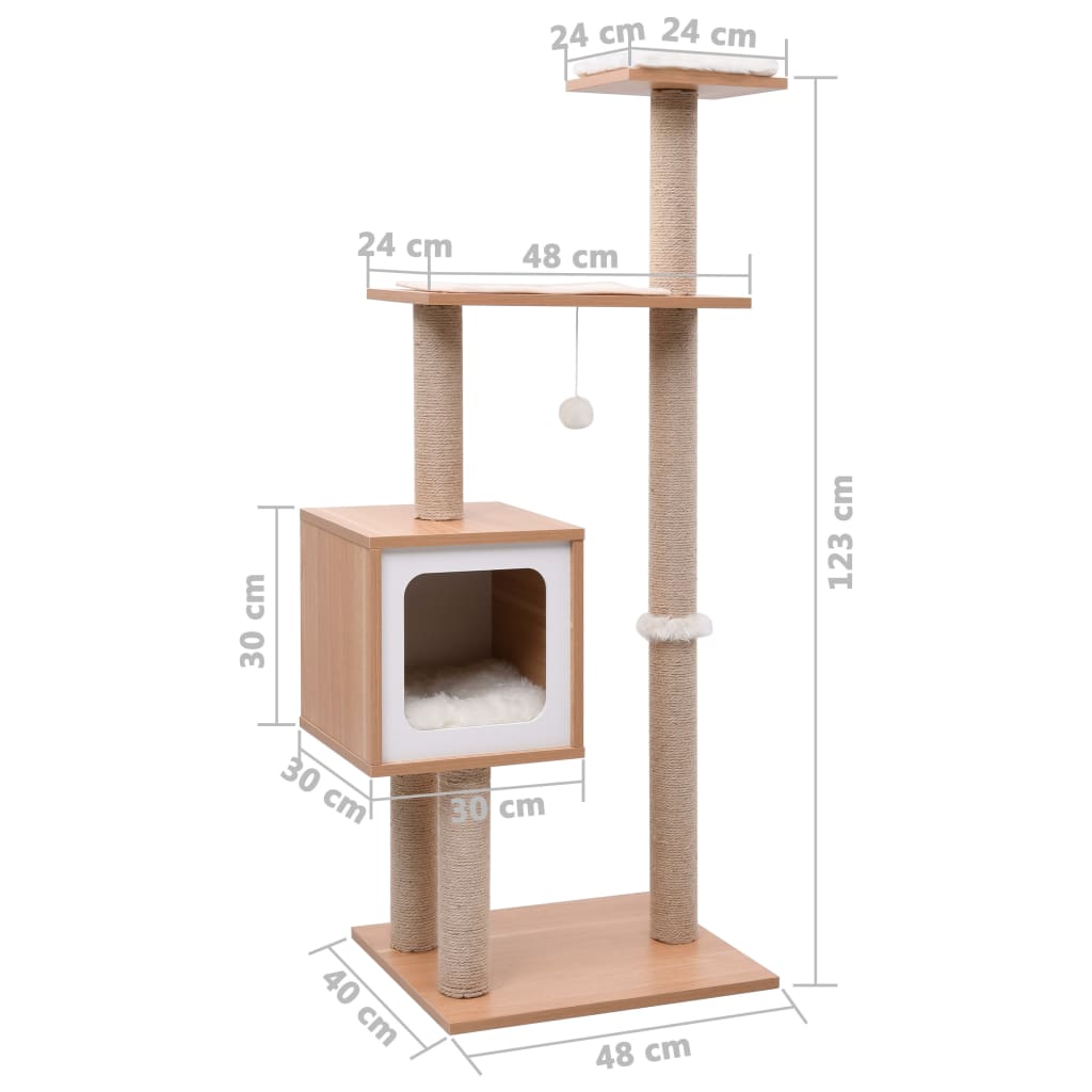 Cat scratching post with sisal scratching mat 123 cm