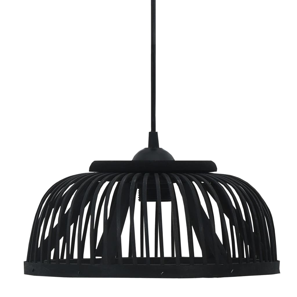 Pendelleuchte Schwarz Bambus 40W 34x14,5 cm Halbrund E27