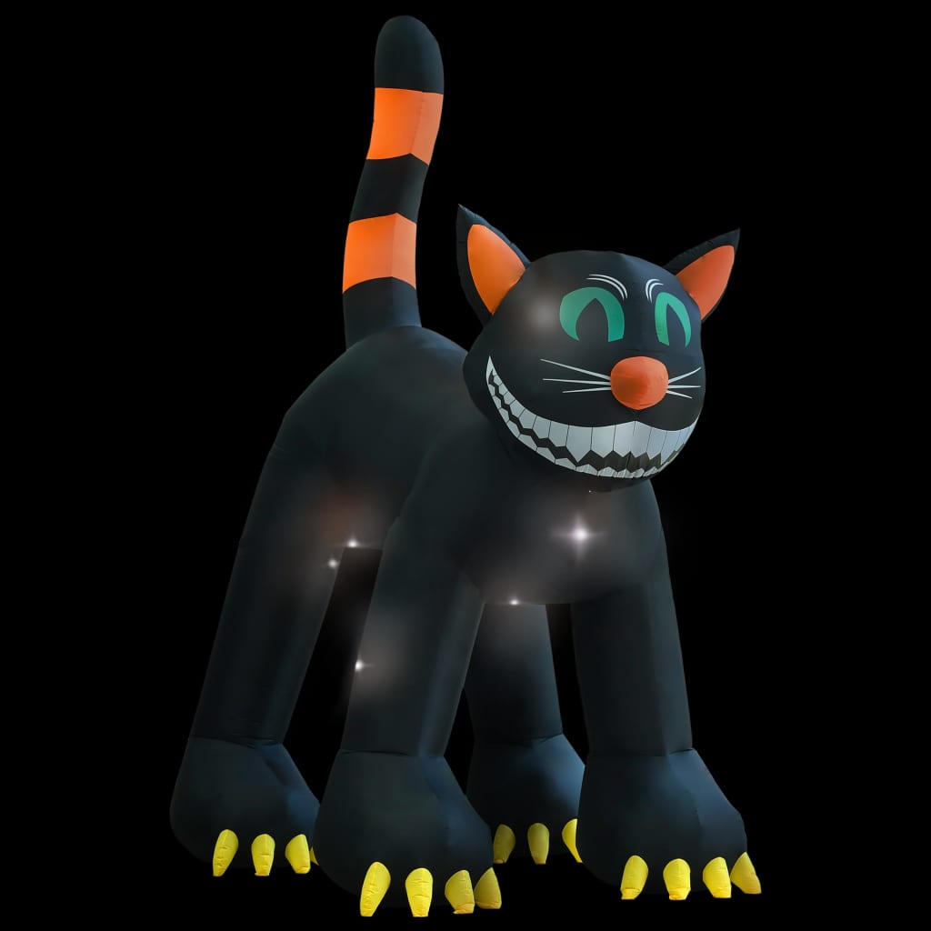 Halloween Aufblasbare Schwarze Katze mit LED XXL 6 m