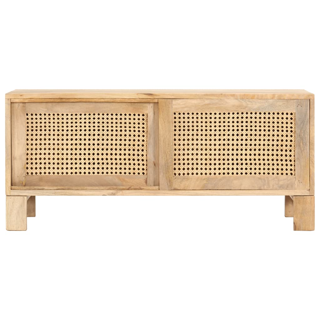Couchtisch 90x50x40 cm Mango Massivholz und Rohrgeflecht