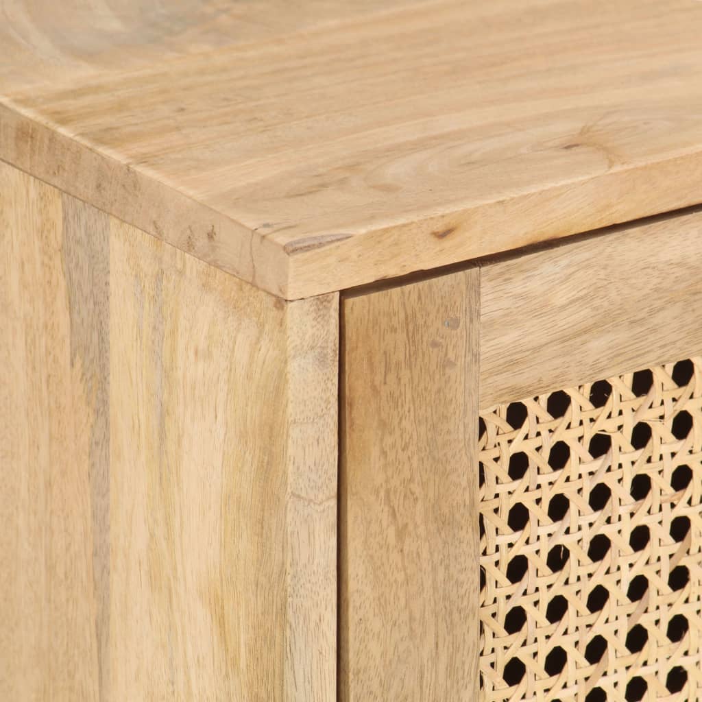 Couchtisch 90x50x40 cm Mango Massivholz und Rohrgeflecht