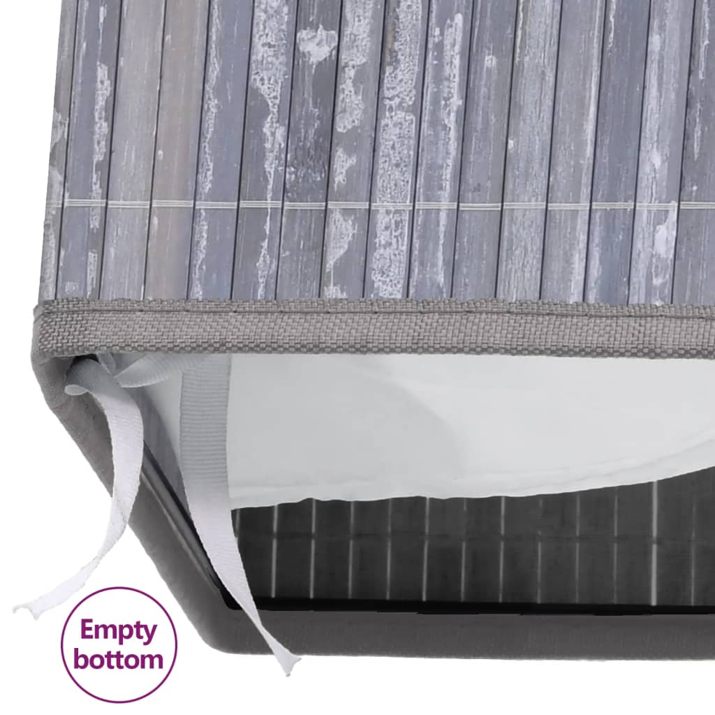 Bamboo laundry basket with 2 compartments, grey, 72 L