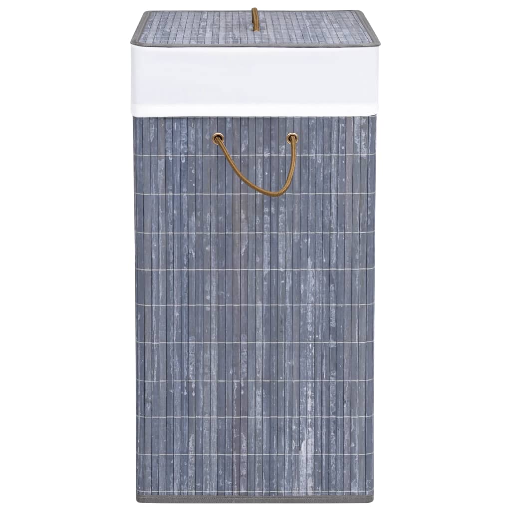 Bamboo laundry basket with 2 compartments, grey, 100 L