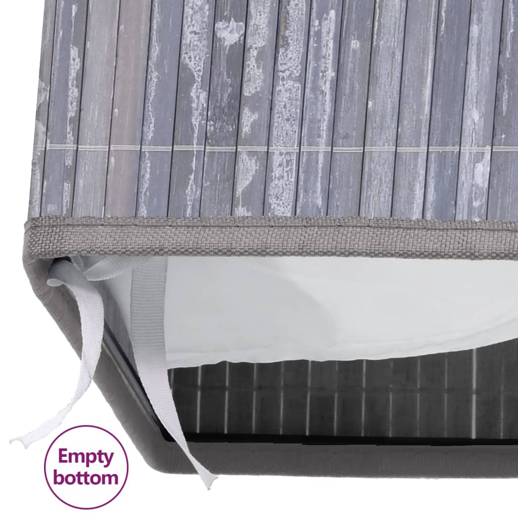 Bamboo laundry basket with 2 compartments, grey, 100 L