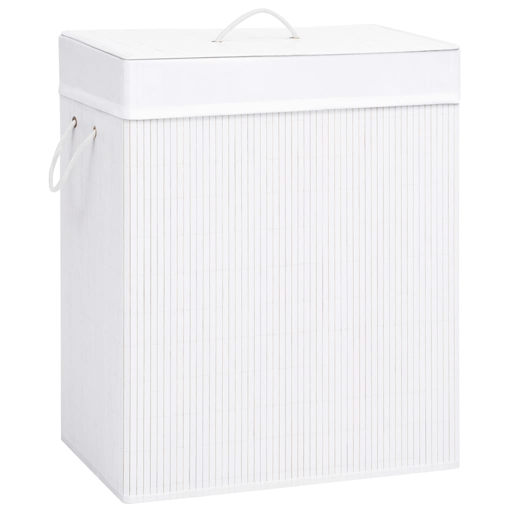 Bamboo laundry basket with 2 compartments white 100 L