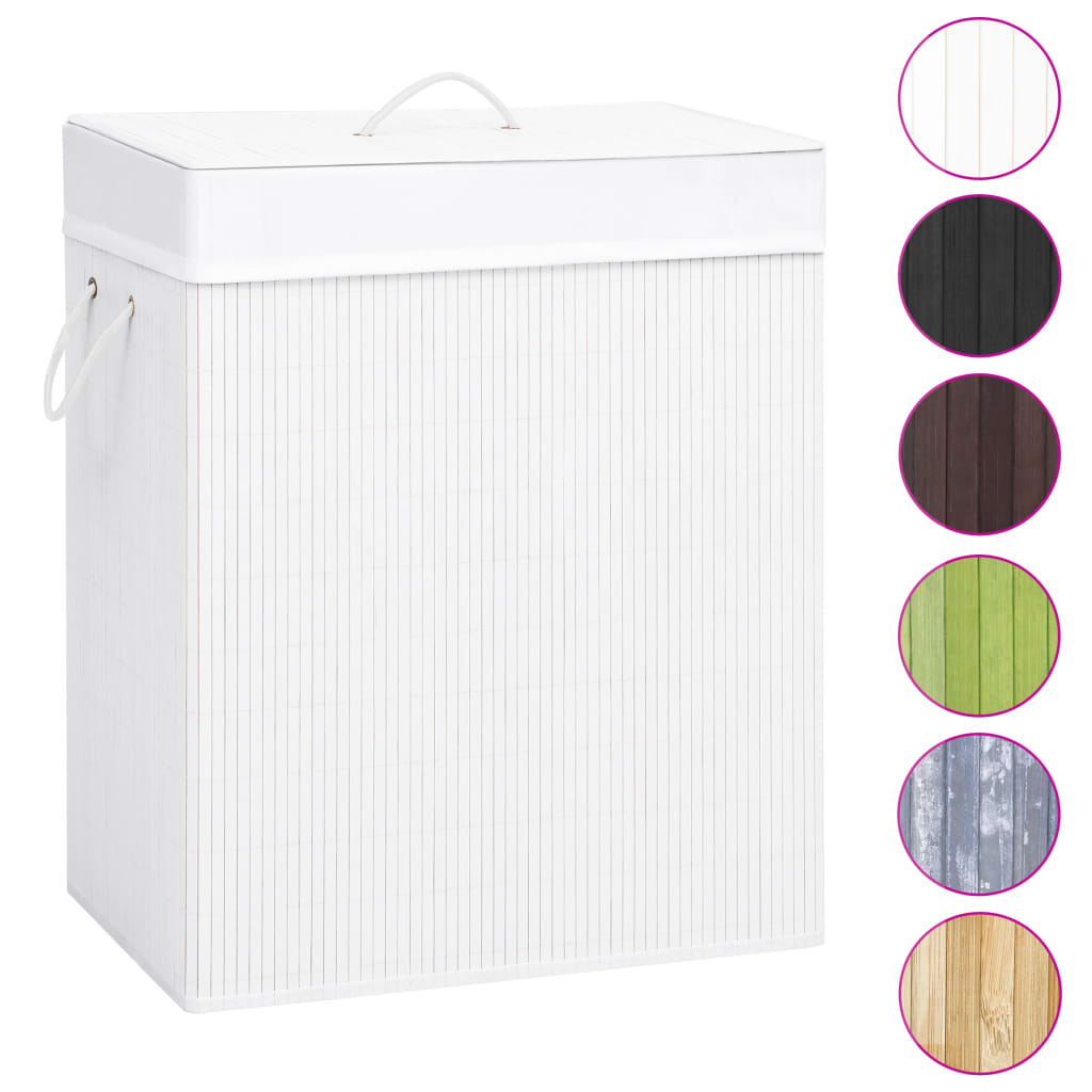 Bamboo laundry basket with 2 compartments white 100 L
