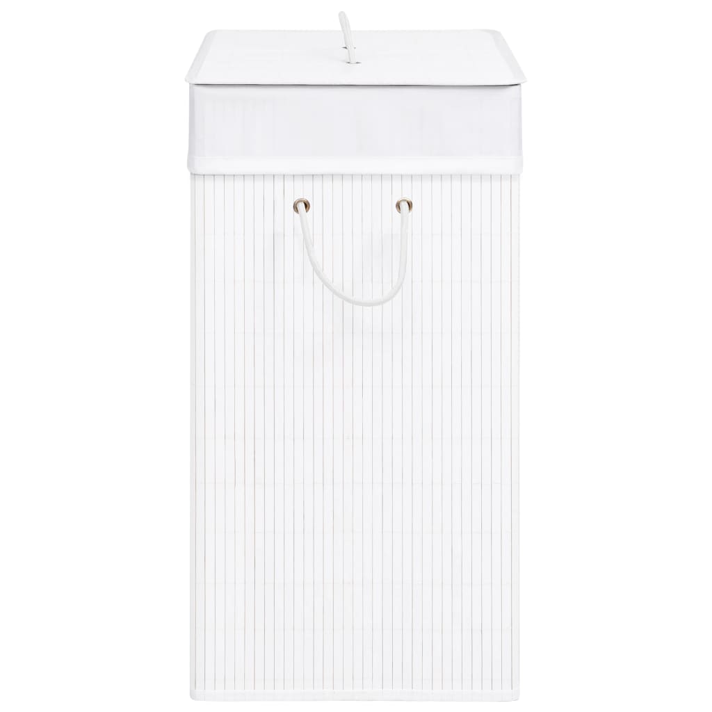 Bamboo laundry basket with 2 compartments white 100 L