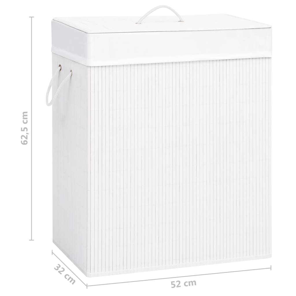 Bamboo laundry basket with 2 compartments white 100 L